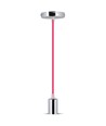 Suspension E27 chrome avec câble rouge - 1m, douille métal