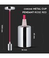 E27 SUSPENSION CUP - Métal Chromé, Rouge Rose