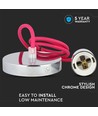 Suspension E27 chrome avec câble rouge - 1m, douille métal