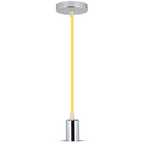 Suspension E27 en chrome avec câble jaune - Sans source lumineuse, design moderne