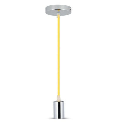 Suspension E27 en chrome avec câble jaune - Sans source lumineuse, design moderne