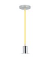 Suspension E27 en chrome avec câble jaune - Sans source lumineuse, design moderne