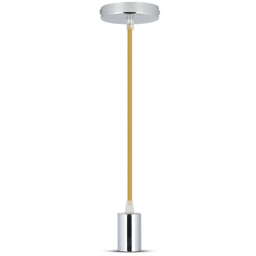 Suspension E27 en chrome avec câble beige - Max. 60W, Ø3,6cm, sans source lumineuse