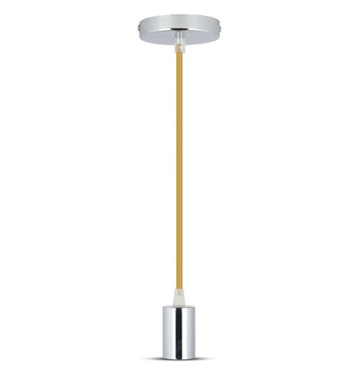E27 pendeloppheng i krom med beige ledning - Maks. 60W, Ø3,6cm, uten lyskilde