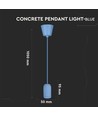 Suspension en béton bleu - Douille E27, Ø5cm, sans source lumineuse