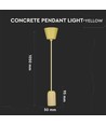 Gul beton pendel lampe, E27 fatning - Max 60W, Ø5cm, uden lyskilde