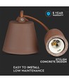 Suspension E27 en béton brun - Ø5cm, sans source lumineuse, max 60W