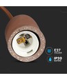 Suspension E27 en béton brun - Ø5cm, sans source lumineuse, max 60W
