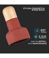 Suspension Ø12,5cm en béton et bois - Rouge, douille E27, design moderne