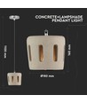 Ø18cm pendellampe i betong - E27 fatning, max 60W, 1m ledning, IP20 innendørs