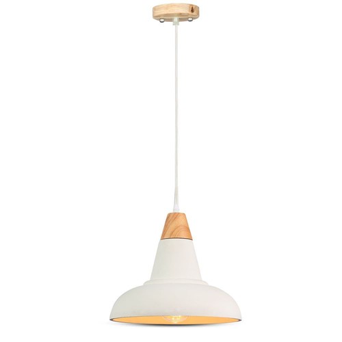 Suspension Ø29cm en béton et bois - Douille E27, câble 1m, IP20 intérieur