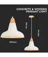 Ø29cm pendel i betong og tre - E27 fatning, 1m ledning, IP20 innendørs