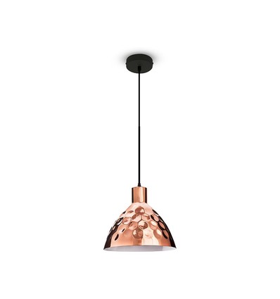 E27 pendeloppheng i rosagull, vintage design - Max 60W, 1m ledning, Ø22cm, uten lyskilde