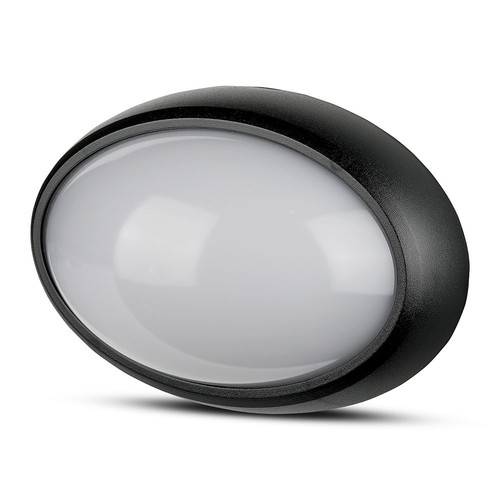 8W oval LED loftlampe - IP54, sort, 18,7 x 12,6 cm, væg/loftmontering, inkl. lyskilde