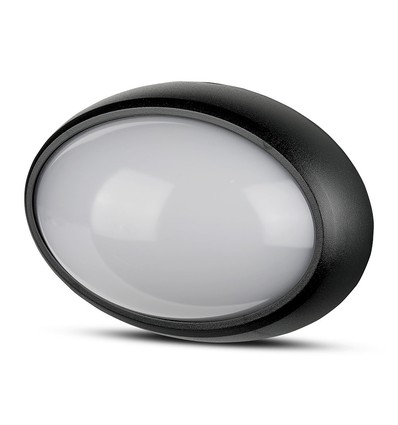 8W ovale LED plafondlamp - IP54, zwart, 18,7 x 12,6 cm, wand/plafondmontage, incl. lichtbron