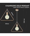 Geometrische driehoekige pendellamp, Champagne goud - E27 fitting, 1m snoer, metaal, max 60W
