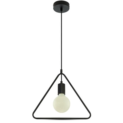 Suspension E27, triangle géométrique - Noir mat, design moderne, finition métal