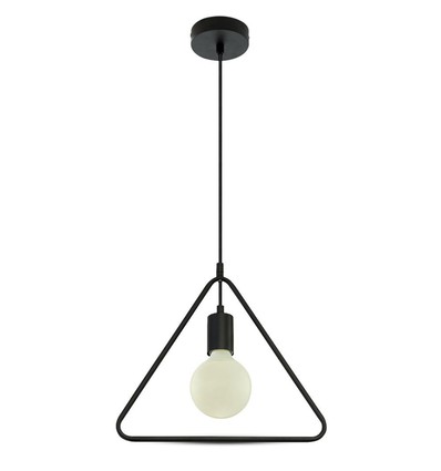 Suspension E27, triangle géométrique - Noir mat, design moderne, finition métal