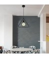 E27 pendellamp, geometrische driehoek - Mat zwart, modern design, metalen afwerking
