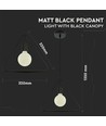 E27 pendel lampe, geometrisk trekant - Matt sort, moderne design, metal finish