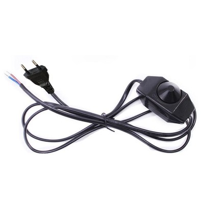 Variateur de lumière avec câble - 1,8 m, 5-100W, 230V, variateur rotatif, noir