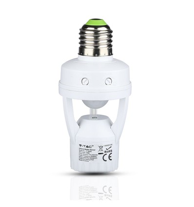 Douille E27 avec détecteur de mouvement infrarouge 360° - Max 60W, portée jusqu'à 6m, intérieur/extérieur