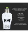 Douille E27 avec détecteur de mouvement infrarouge 360° - Max 60W, portée jusqu'à 6m, intérieur/extérieur