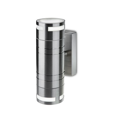 Applique murale GU10 avec éclairage haut/bas - Acier inoxydable, IP44 extérieur, sans source lumineuse