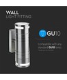 GU10 wandlamp met up/down licht - Roestvrij staal, IP44 buiten, zonder lichtbron