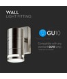 GU10 wandlamp in roestvrij staal - IP44 buiten, glas, zonder lichtbron