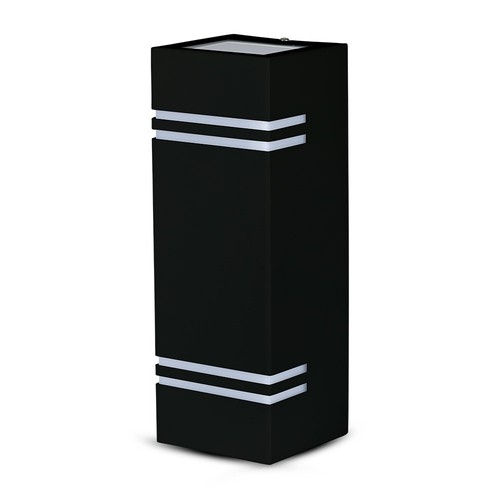 Applique murale carrée GU10 avec éclairage haut/bas - IP44 extérieur, noir, acier inoxydable, sans source lumineuse