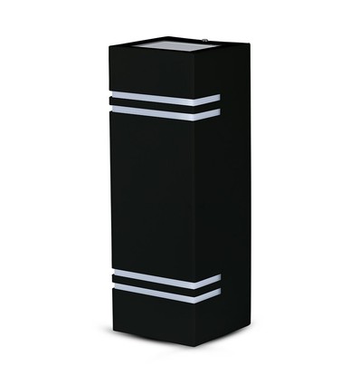 Applique murale carrée GU10 avec éclairage haut/bas - IP44 extérieur, noir, acier inoxydable, sans source lumineuse