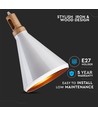 Suspension E27 blanche avec tête en bois - Max 60W, fer, sans source lumineuse