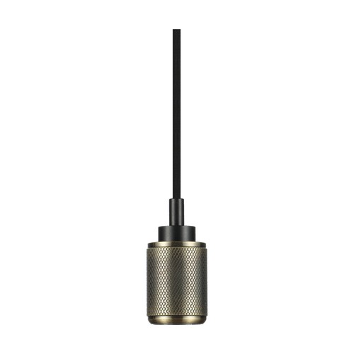 Suspension E27 en aluminium bronze - 1m de câble textile, rayures verticales, max 60W, IP20