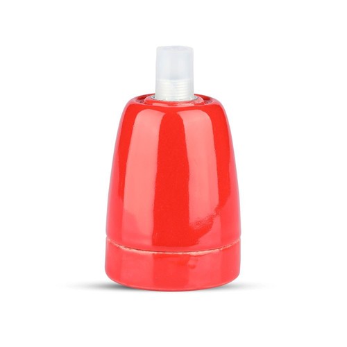 Douille E27 en porcelaine, rouge - Max 60W, Ø4,7cm, pour suspension