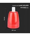E27 porselenssokkel, rød - Max 60W, Ø4,7cm, til oppheng