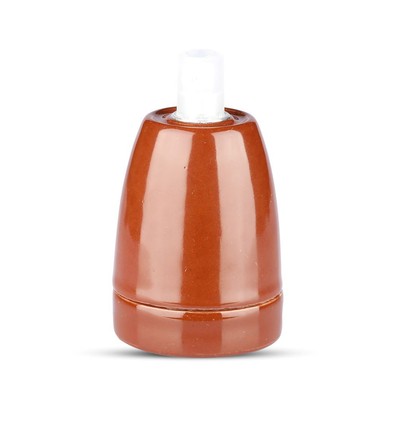 Douille E27 en porcelaine, marron - Max 60W, Ø4,7 x 6,4 cm, IP20 intérieur