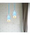 E27 porseleinen fittingset, blauw - Max 60W, Ø10,5cm, incl. snoer, pendelophanging