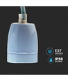 E27 porselensfatningssett, blå - Max 60W, Ø10,5cm, inkl. ledning, pendeloppheng