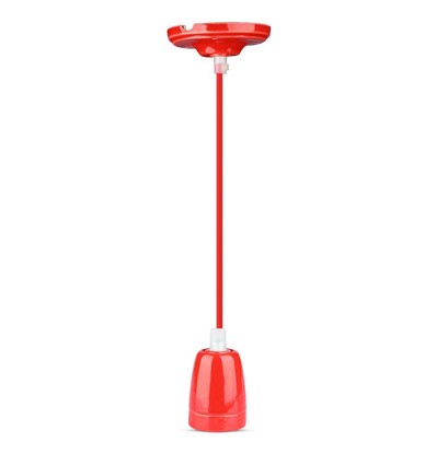 Hoogfrequente porseleinen lamp E27 fitting - rood
