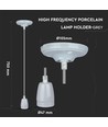 E27 porselensfatning med ledning - Grå, pendeloppheng, max 60W