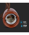 Suspension E27 en porcelaine, marron - Max 60W, Ø4,7cm, câble 68cm, sans source lumineuse