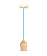 Suspension E27 en bois avec câble bleu - Max 60W, design élégant, sans source lumineuse
