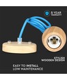 Suspension E27 en bois avec câble bleu - Max 60W, design élégant, sans source lumineuse