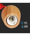 Suspension E27 en bois de noyer avec câble textile rouge - 1 mètre de câble, sans source lumineuse, 5 ans de garantie