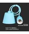 Suspension E27 en silicone bleu clair - câble 1m, sans source lumineuse