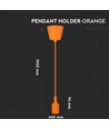 E27 pendelupphäng i orange silikon, 60W - 100cm, IP20, utan ljuskälla