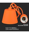 Suspension E27 en silicone orange, 60W - 100cm, IP20, sans source lumineuse