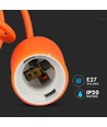 Suspension E27 en silicone orange, 60W - 100cm, IP20, sans source lumineuse