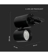 Spot sur rail LED 15W, RA95 - 24 degrés, Noir, 5 ans de garantie